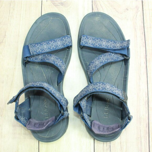LL Bean Blue Nylon Hook & Loop Geometric Sports Outdoor Sandals Size 11 M main image 6